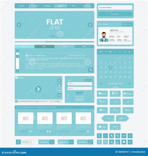 Flat Website Elements Ui Kits Vector Illustration Stock Vector