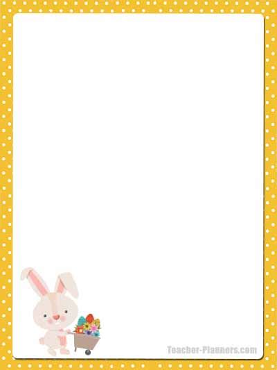 Cute Easter Bunny Stationery Free Printable Unlined Paper Timesaver