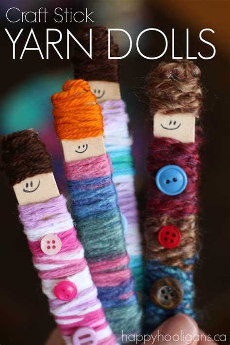 Craft Stick Yarn Dolls Kids For Kids To Make Happy Hooligans