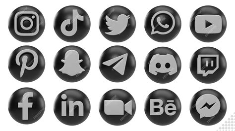 Premium Psd Most Popular Social Media Icons Logo Collection 3d Render