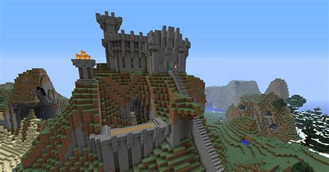 Castle On A Hill Minecraft Château Minecraft Minecraft Bridges