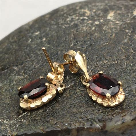 Antiques Atlas Ct Gold Garnet Drop Earrings