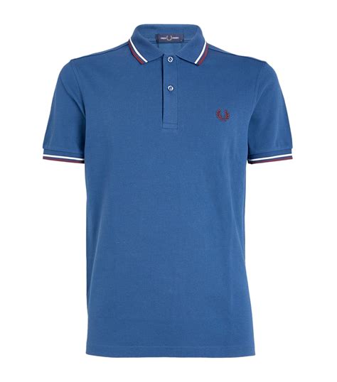 Mens Fred Perry Blue Twin Tipped Polo Shirt Harrods Uk