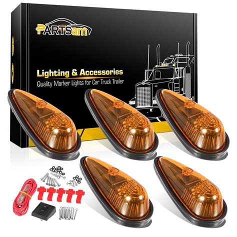 5x Amber Teardrop Sealed Top Clearance Cab Marker Roof Running Light