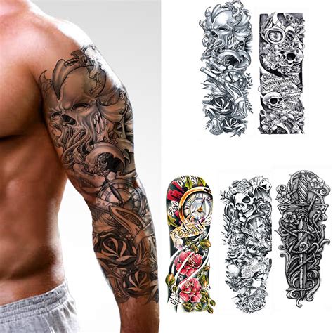 5pc Full Arm Flower Tattoo Sticker Waterproof Temporary Tattoo Sleeve