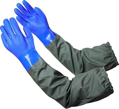 MUMUKE Extra Long Rubber Gloves Chemical Resistant Gloves PVC Reusable Heavy Duty