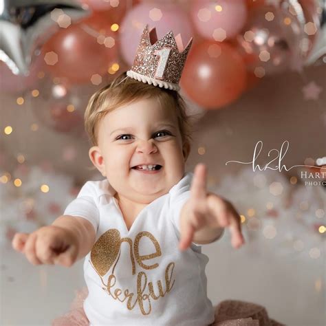 Rose Gold Birthday Crown First Birthday Girl Outfit First Etsy