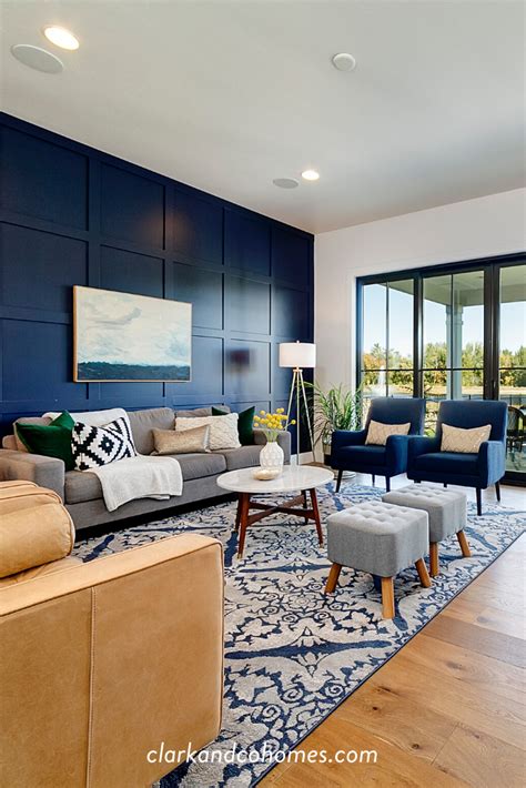 Navy Blue Accent Wall Living Room