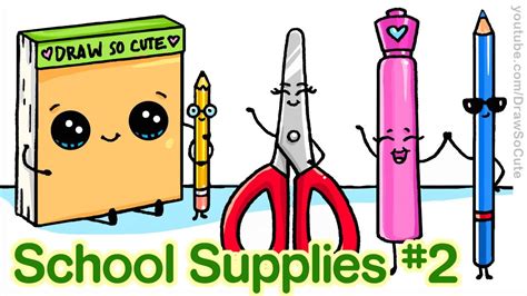 How To Draw Back To School Supplies 2 Cute And Easy Step By Step