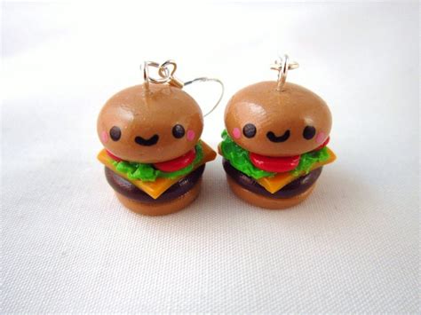 Kawaii Cheeseburger Food Polymer Clay Earrings