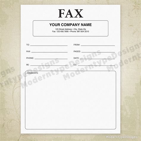 Fax Cover Sheet Printable Form Editable Facsimile Page For Etsy