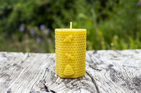 Hexagonal Honeycomb And Bees Beeswax Candle Natures Beeswax