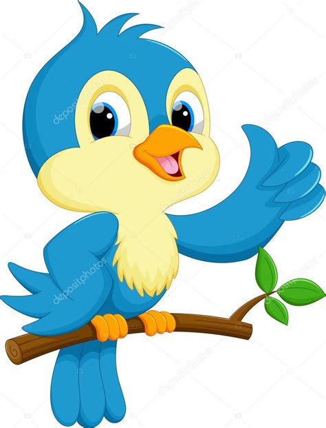 Lindo Dibujo Animado Pájaro Azul Vector De Stock 127386882 De ©irwanjos2