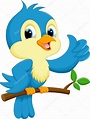 Lindo dibujo animado pájaro azul Vector de stock #127386882 de ©irwanjos2
