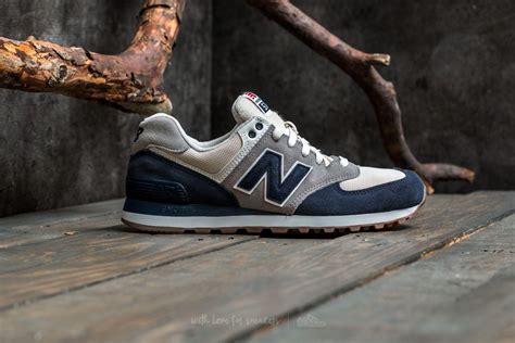 New Balance Leather 574 Navy Grey In Gray For Men Lyst