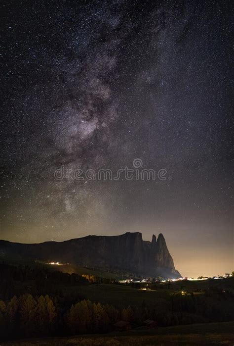 Dolomites In A Starry Night Stock Image Image Of Mysterious Mountain