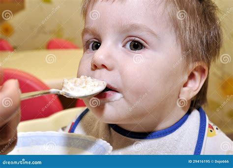 Cute Baby Eat Porridge Stock Image Image Of Meal Child 29416195