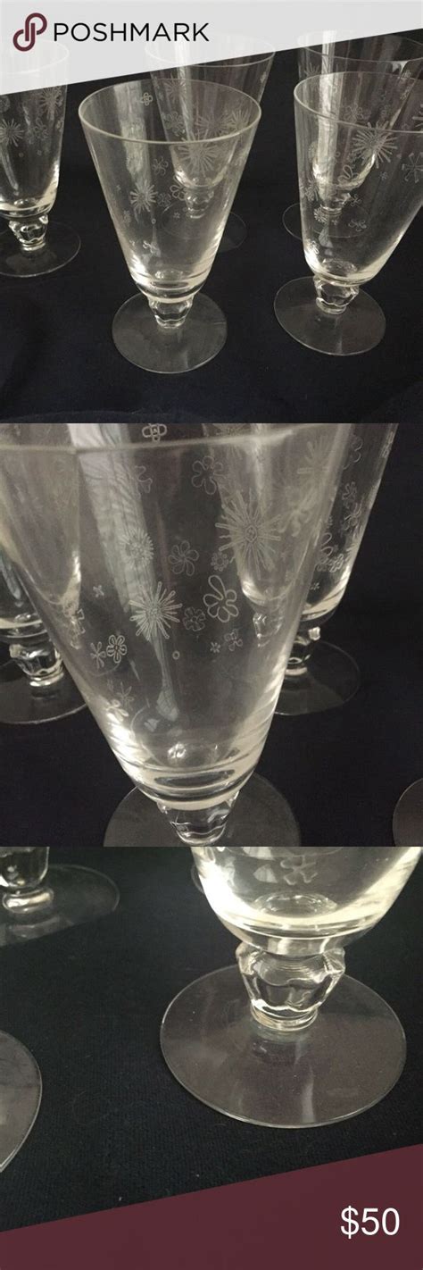 Vintage Fostoria Tall Footed Crystal Glasses In Fostoria