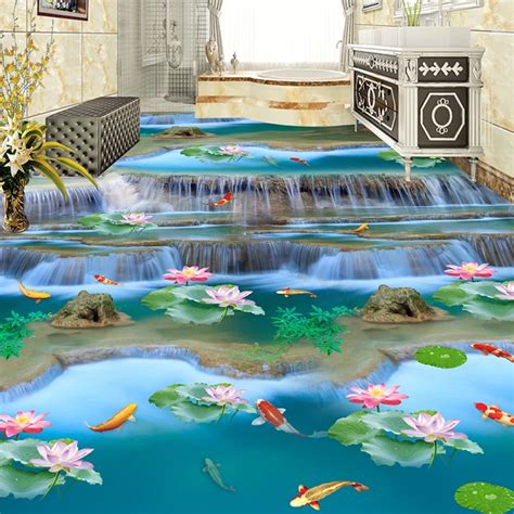 Photo Wallpaper 3d Stereo Waterfalls Rivers Landscape Floor Tiles
