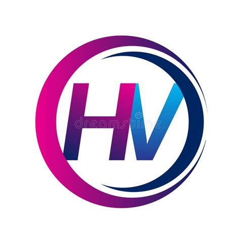 Initial Letter Logo Hv Company Name Blue And Magenta Color On Circle