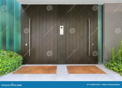 Entrance Front Door In Modern Minimalist Design Stock Photo Image Of