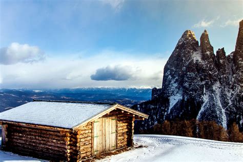 Free picture: mountain, outdoors, scenic, sky, snow, winter, cabin, cold