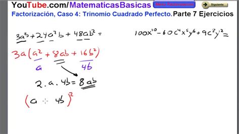 Ejercicios De Trinomio Cuadrado Perfecto