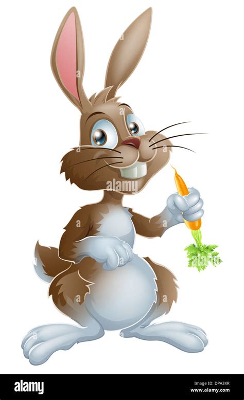 Cartoon Bunny Rabbit Or Easter Bunny Holding A Carrot Stock Photo Alamy