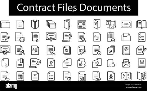 Legal Documents Icons Line Series Set Law Certificate Contract Files