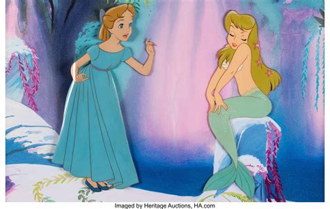 Peter Pan Wendy And A Mermaid Production Cel Setup Walt Disney Lot