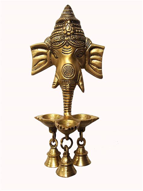 Buy Puja N Pujari Ganesh Wall Hanging Brass Diya Oil Lamp With Bell For