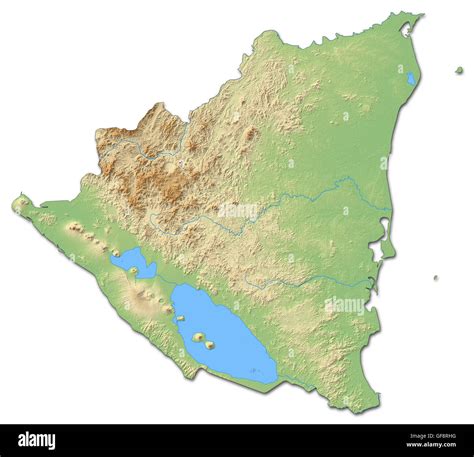 Mapa De Relieve De Nicaragua Con Relieve Sombreado Fotografía De Stock