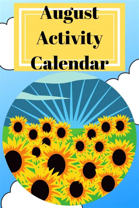 August Activity Calendar Senior Citizen Activities Crafts Senior