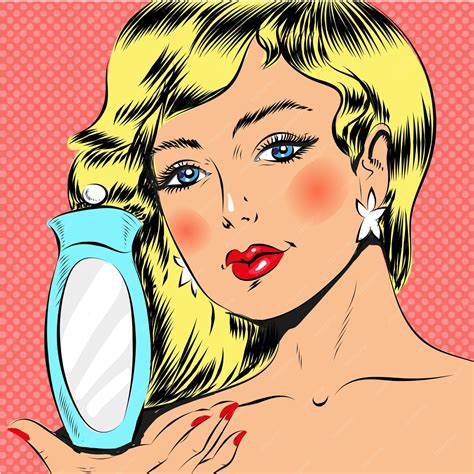 Premium Vector Vector Illustration Of Beautiful Woman Holding Perfume Bottle Pin Up Blonde