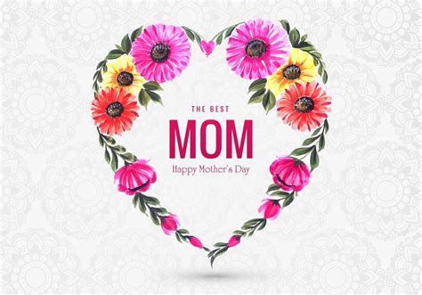 colorful floral heart shape mother s day greeting 1052086 vector art at vecteezy