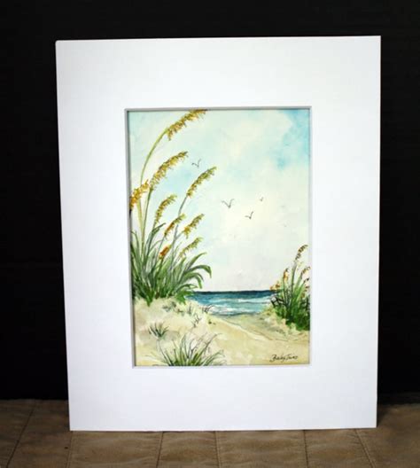 Ocean Landscape Art Sea Oats Dunes Original Watercolor And Etsy