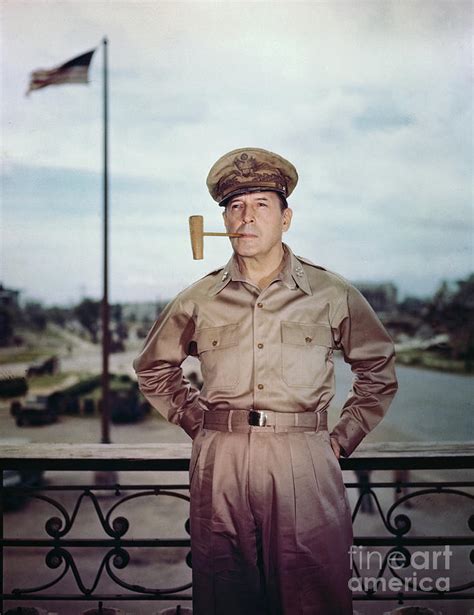 General Douglas Macarthur With Pipe Photograph By Bettmann Fine Art