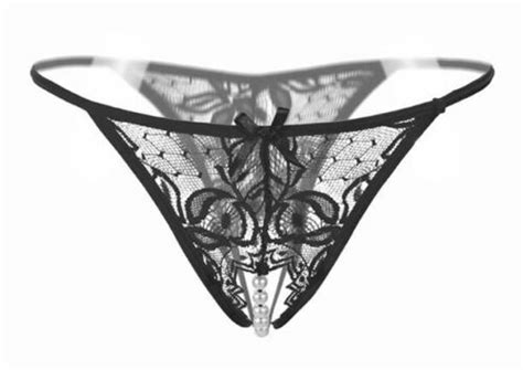 Womans Ladies Erotic Lace Sexy Pearl Beads Thong G String Knickers
