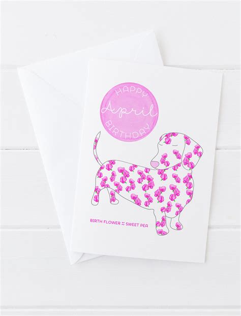 April Birthday Birth Flower Dog Greeting Card Riverdogprints