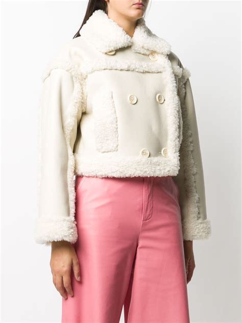 Stand Studio Double Breasted Faux Shearling Jacket Farfetch