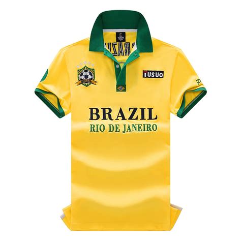 New Arrival Brazylia Koszulka Polo M Czy Ni Kr Tki R Kaw Bawe Na Polo M Czy Ni Moda