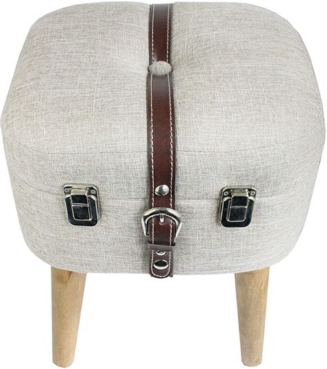 Set Of 2 Upholstered Linen Square Foot Rest Footstool Ottoman Etsy