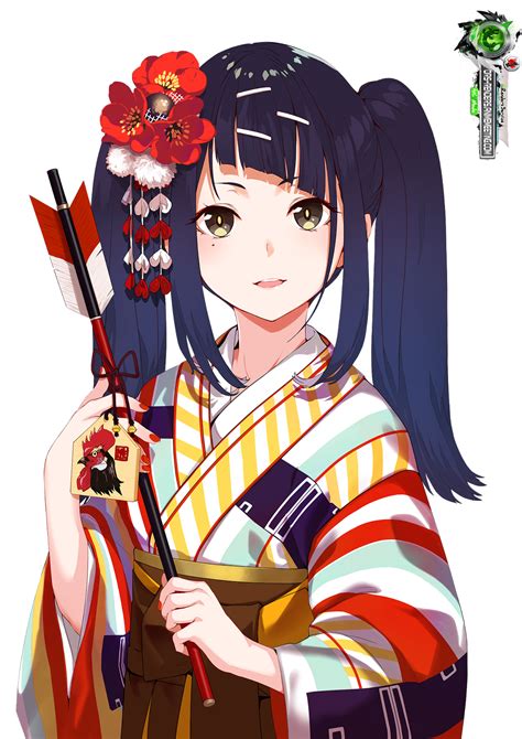 Kimono Girl Mega Kawaiii Red New Year 2017 Render Ors