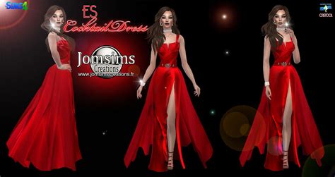 Jomsimscreationsfr — Es Robe Cokctail Sims 4 Pour Elle Rouge Une Robe