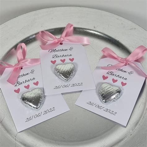 Personalised Chocolate Heart Wedding Favour With Bow