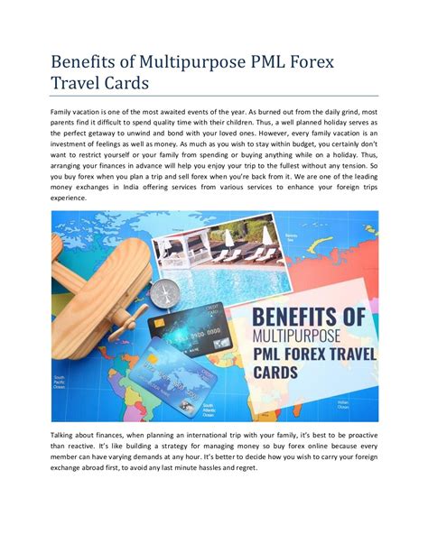 Benefits Of Multipurpose Pml Forex Travel Cards Converted