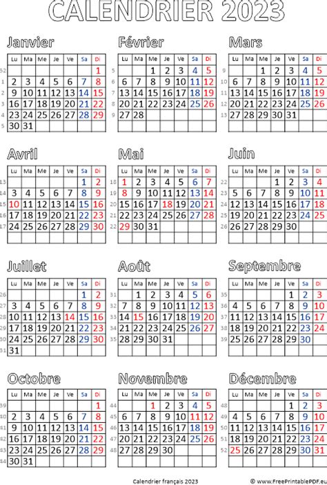 Calendrier 2023 Calendrier France