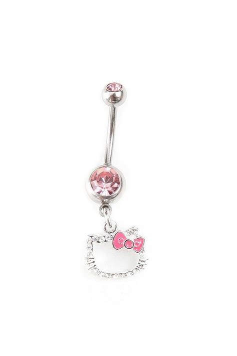 Hello Kitty 14g Pink Cubic Zirconia Navel Barbell Bought A Long Time