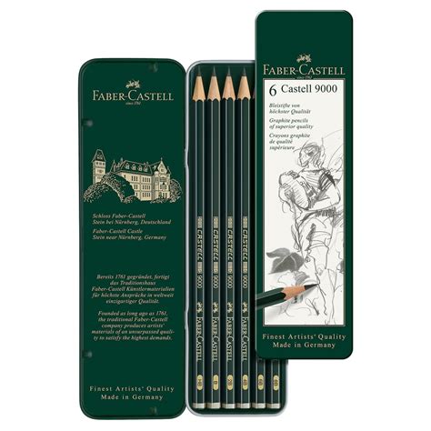 faber castell® 9000 graphite 6 pencil tin set michaels