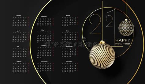 Year 2021 Calendar Horizontal Vector Design Template Simple And Clean